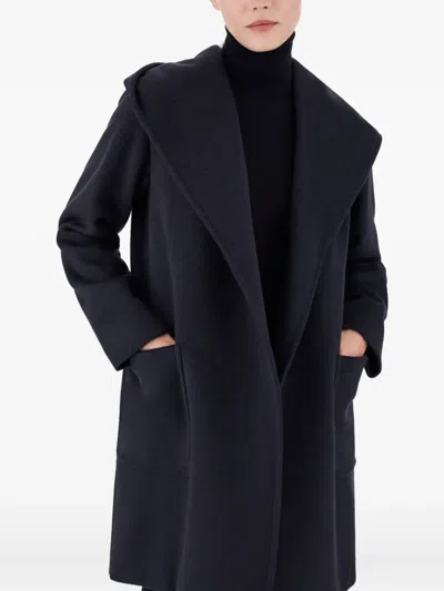 Max Mara Rialto Wrap Coat Hood In Black