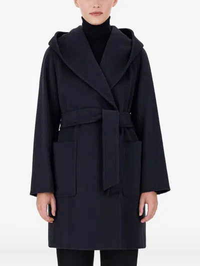 Max Mara Rialto Wrap Coat Hood In Black