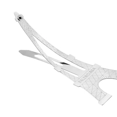 Balenciaga Women's Bazaar Paris Heart Snap Clip Set In Shiny Silver/red In Metallic