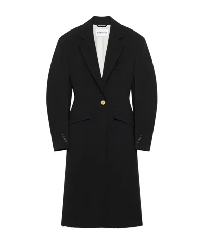 Givenchy Cocoon Fitted Coat In Wool In Black