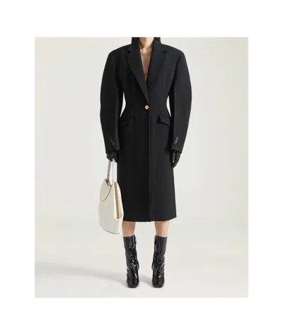 Givenchy Cocoon Fitted Coat In Wool In Black