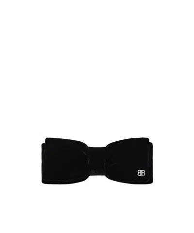 Balenciaga Women's Holli Hair Bow In Black/shiny Silver In Black