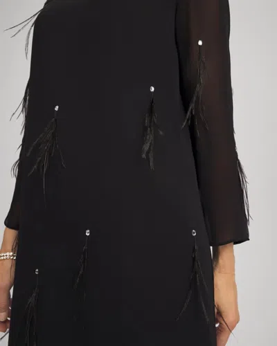 Chico's Feathered Georgette Popover Dress In Black In Black