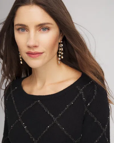 Chico's Sparkling Diamonds Pullover Sweater In Black In Black