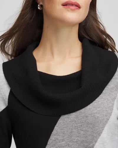 Chico's Luxe Intarsia Cowlneck Top In Gray In Multi