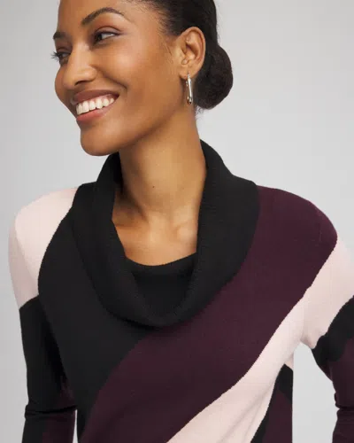 Chico's Luxe Intarsia Cowlneck Top In Night Bloom In Multi