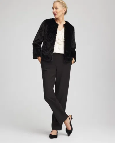 Chico's Pattern Fur Jacket In Black In Black