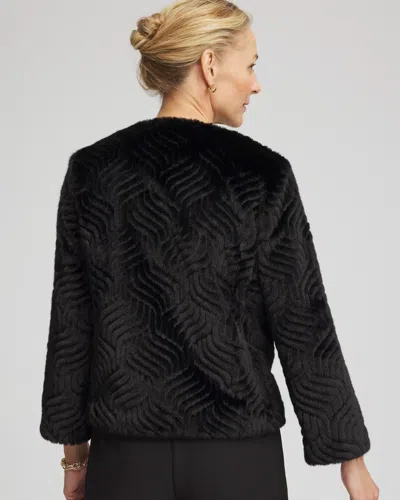 Chico's Pattern Fur Jacket In Black In Black