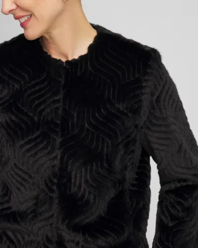 Chico's Pattern Fur Jacket In Black In Black