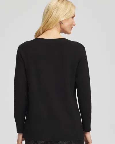 Chico's Ella Button Tunic Sweater In Black In Black