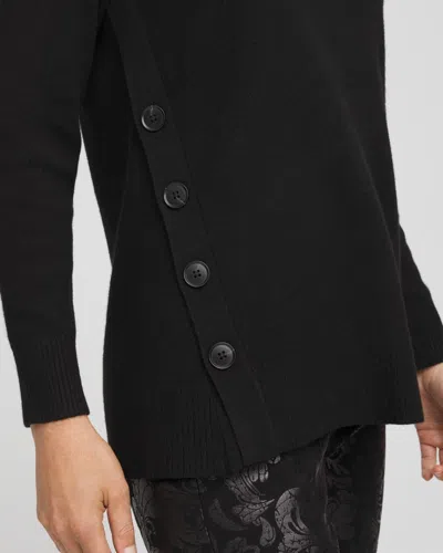 Chico's Ella Button Tunic Sweater In Black In Black