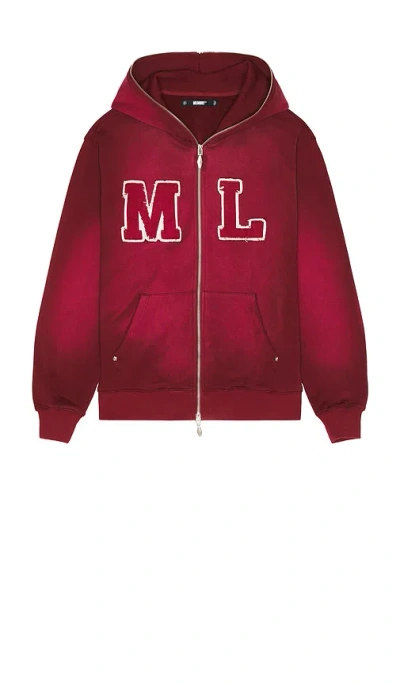 Memory Lane Initial Full Zip Hoodie In Burgundy