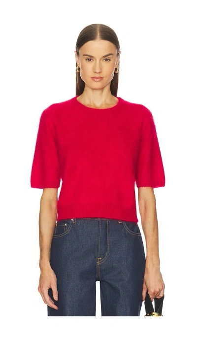 Rag & Bone Jada Brushed Cashmere Short Sleeve Crew In Red