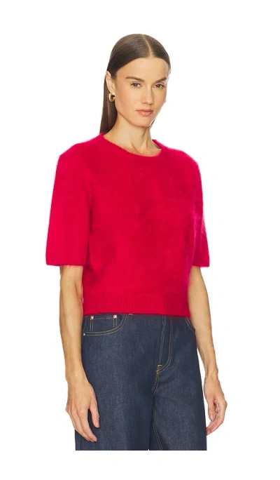 Rag & Bone Jada Brushed Cashmere Short Sleeve Crew In Red