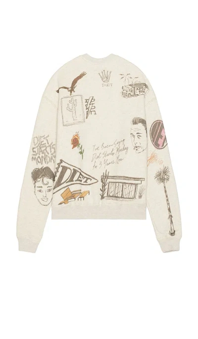 Diet Starts Monday Doodle Crew Neck Sweatshirt In Neutral