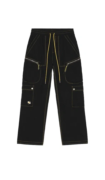 Diet Starts Monday Contrast Cotton Ripstop Cargo Pants In Black