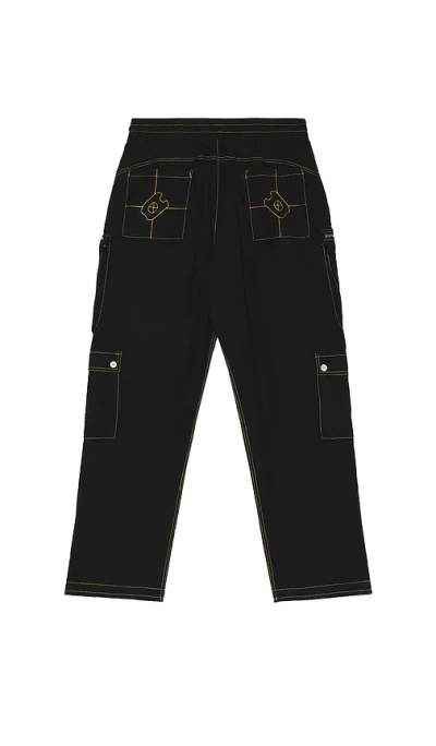 Diet Starts Monday Contrast Cotton Ripstop Cargo Pants In Black