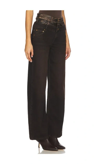 Simkhai Kove Double Waistband Wide Leg In Burgundy