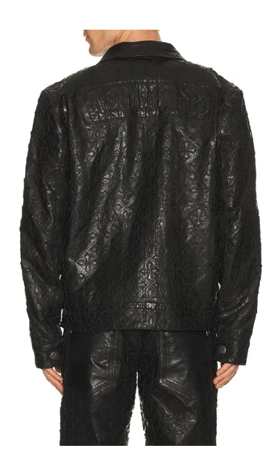 Affliction Quilted Cross Leather Jacket In Black