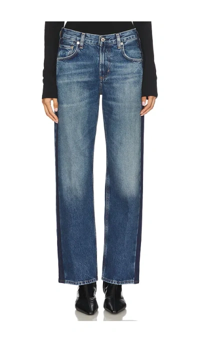 Citizen Of Humanity Citizens Of Humanity Lindz Tuxedo Stripe High Rise Easy Straight Jeans In Liro In Blue