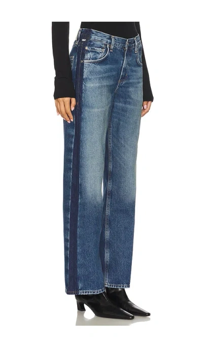 Citizen Of Humanity Citizens Of Humanity Lindz Tuxedo Stripe High Rise Easy Straight Jeans In Liro In Blue