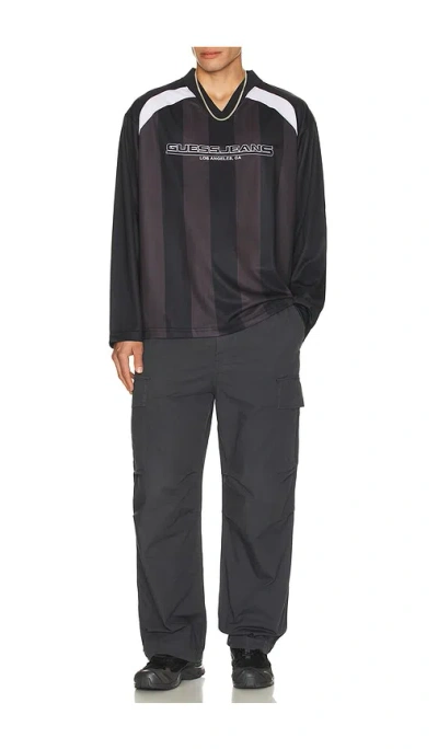 Guess Jeans Long Sleeve Soccer Jersey In Black