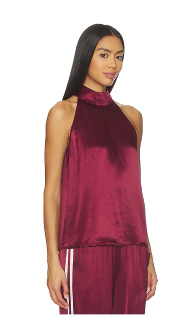 Rails Leah Satin Crepe Halter Top In Burgundy