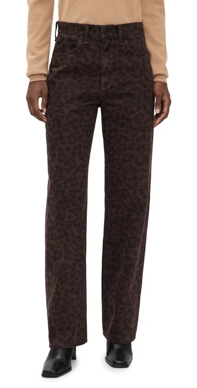 Rag & Bone Shea High Rise Straight Leg Jeans In Leopard In Brown