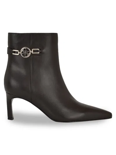 Guess Women's Paislie 70mm Logo Appliqué Leather Boots In Brown