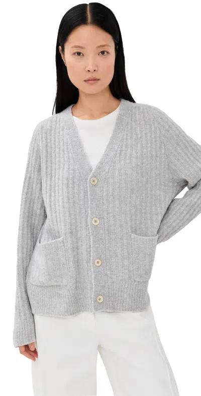 The Elder Statesman Cozy Rib Relaxed Cashmere Cardigan Heather Grey In Gray