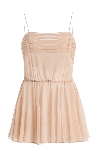 Harithand Ceres Silk Georgette Peplum Top In Neutral