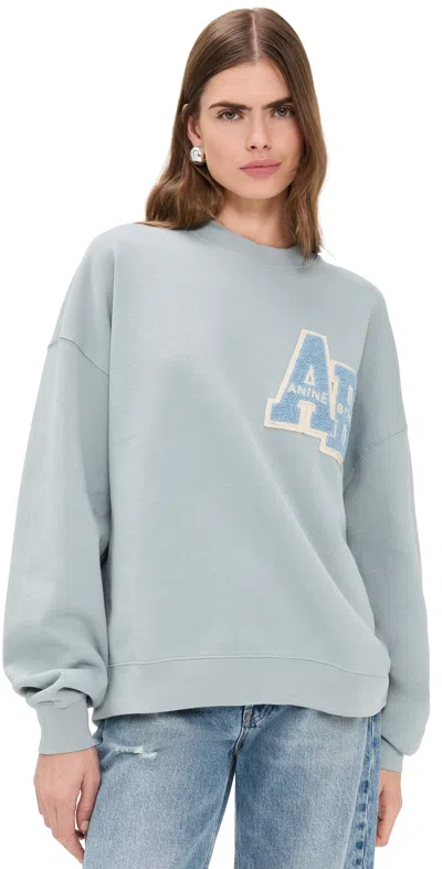 Anine Bing Miles Oversized Letterman Sweatshirt Pastel Blue In Blue