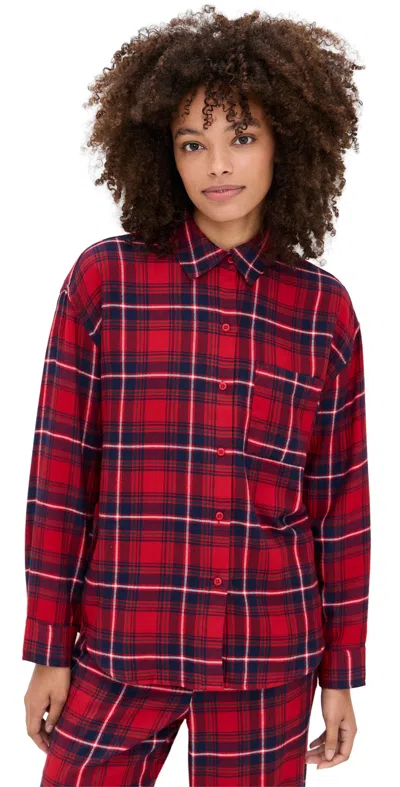 Z Supply River Plaid Button Up Haute Red In Multi