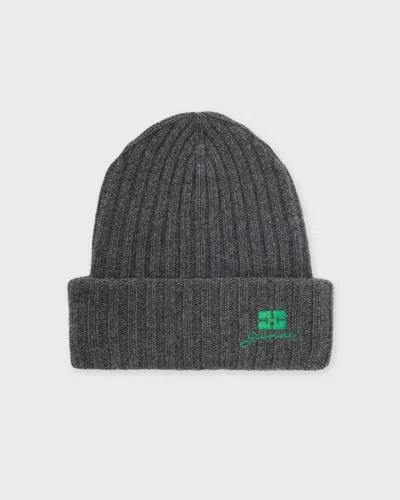 Ganni Core Future Wool Knit Beannie In Black