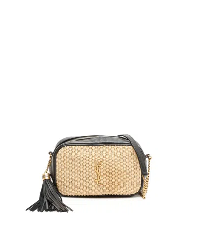 Saint Laurent Lou Raffia Camera Bag In Neutral