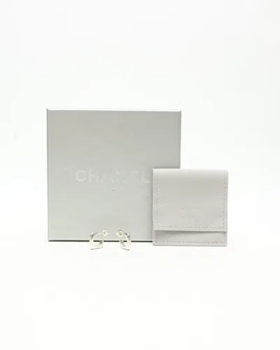 Pre-owned Chanel Silver Logo Earrings