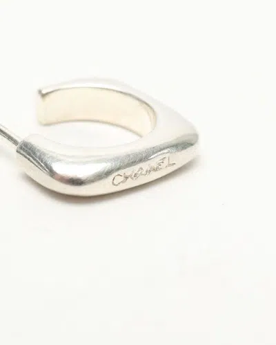 Pre-owned Chanel Silver Logo Earrings