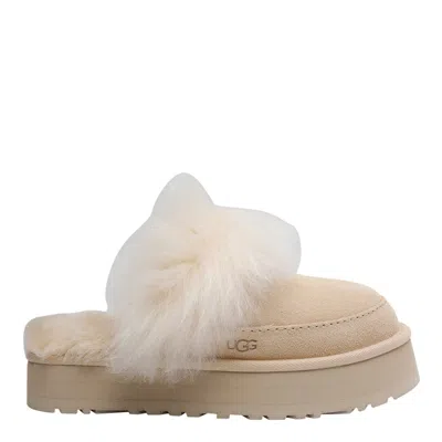 Ugg Chalet Beige Ankle Boots With Fur Design In Suede Woman In Neutral