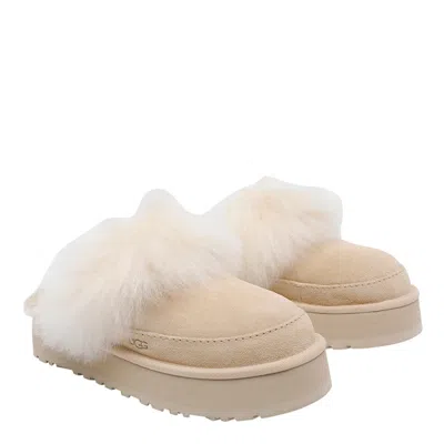 Ugg Chalet Beige Ankle Boots With Fur Design In Suede Woman In Neutral