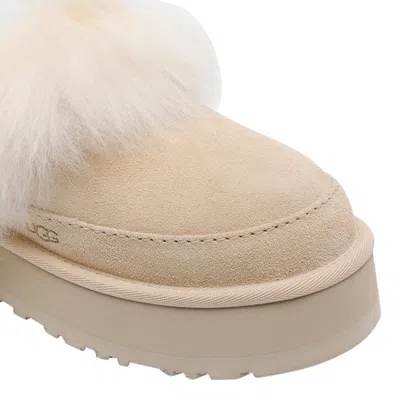 Ugg Chalet Beige Ankle Boots With Fur Design In Suede Woman In Neutral