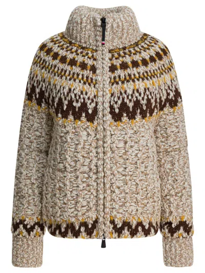 Moncler Girose Down-paneled Wool-blend Zip-up Cardigan In Multi