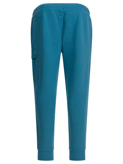C.p. Company Diagonal Raised Fleece Sweatpants Trousers Light Blue In Blue