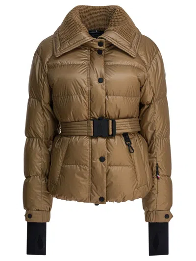 Moncler Biscuit Nylon Batailleuse Down Jacket In Brown