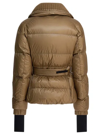 Moncler Biscuit Nylon Batailleuse Down Jacket In Brown