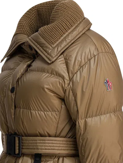 Moncler Biscuit Nylon Batailleuse Down Jacket In Brown