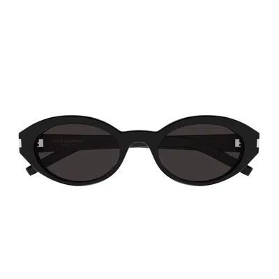 Saint Laurent Sl 567 Linea Corner Angle 001 Black Black Sunglasses In Black