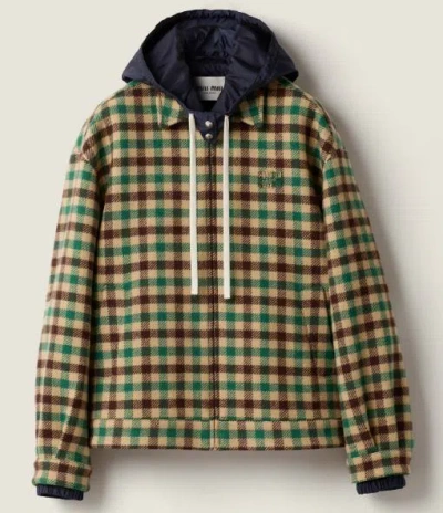 Miu Miu Giubbotti Vichy+ponge'nylon In Brown