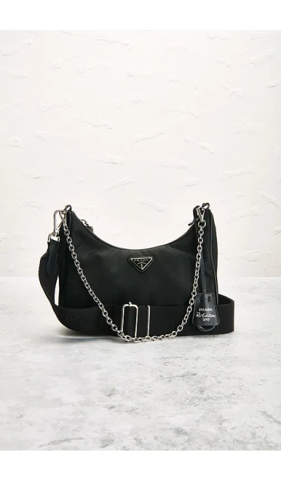 Fwrd Renew Prada Re-edition 2005 Re-nylon Shoulder Bag In Black