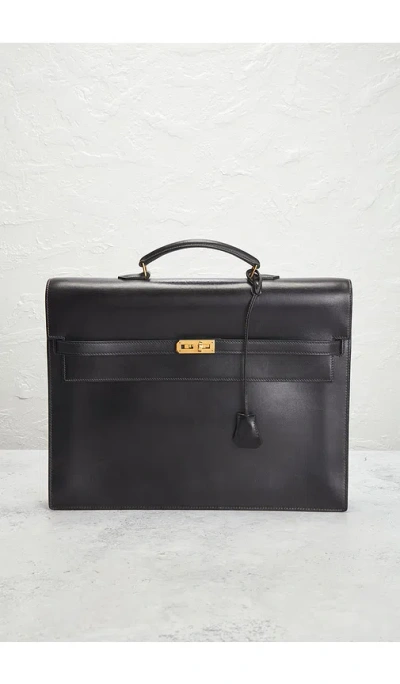 Fwrd Renew Hermes Box Kelly Depeche 38 Briefcase In Black