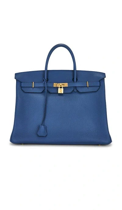 Fwrd Renew Hermes Togo Birkin 40 Retourne Handbag In Blue